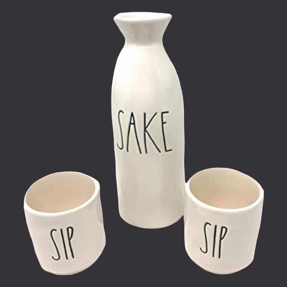 Rae Dunn SAKE SIP SIP Gift Set pitcher and glasses